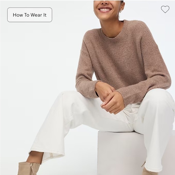 J crew heather brown dove Ribbed boyfriend crewneck sweater in extra-soft - Picture 1 of 4